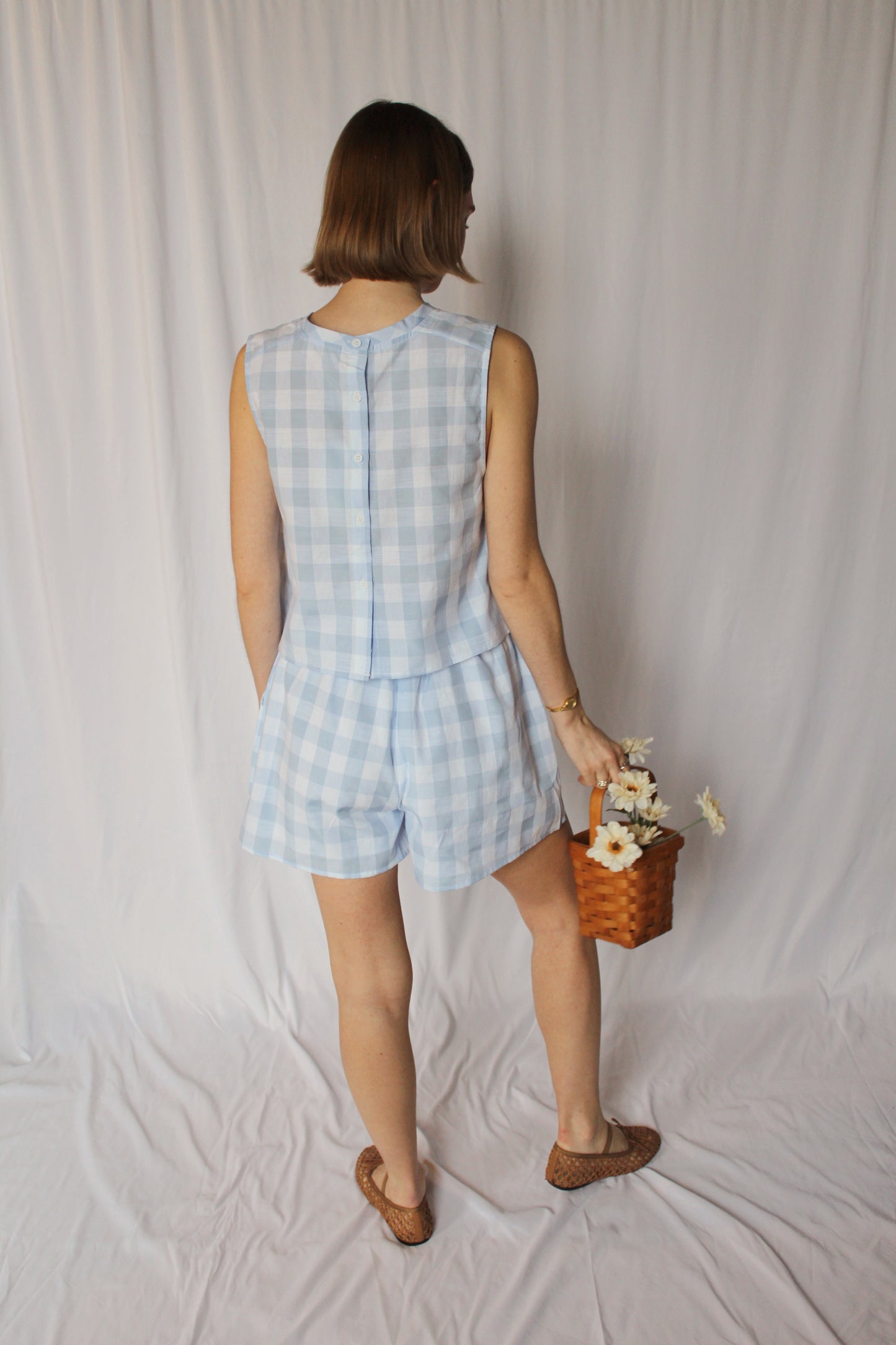 Scottie Blue Gingham Set