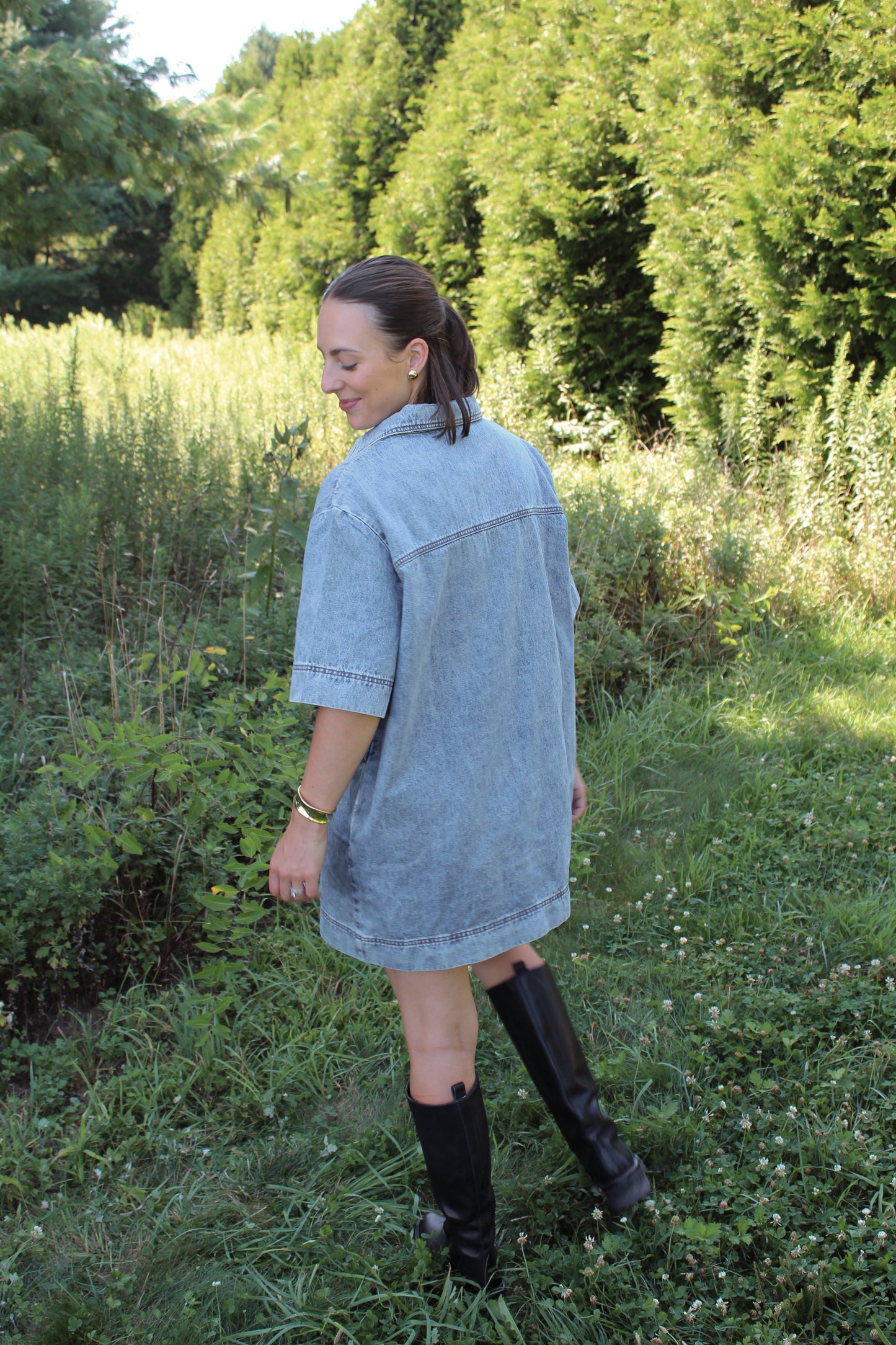 Caroline V-Neck Denim Dress