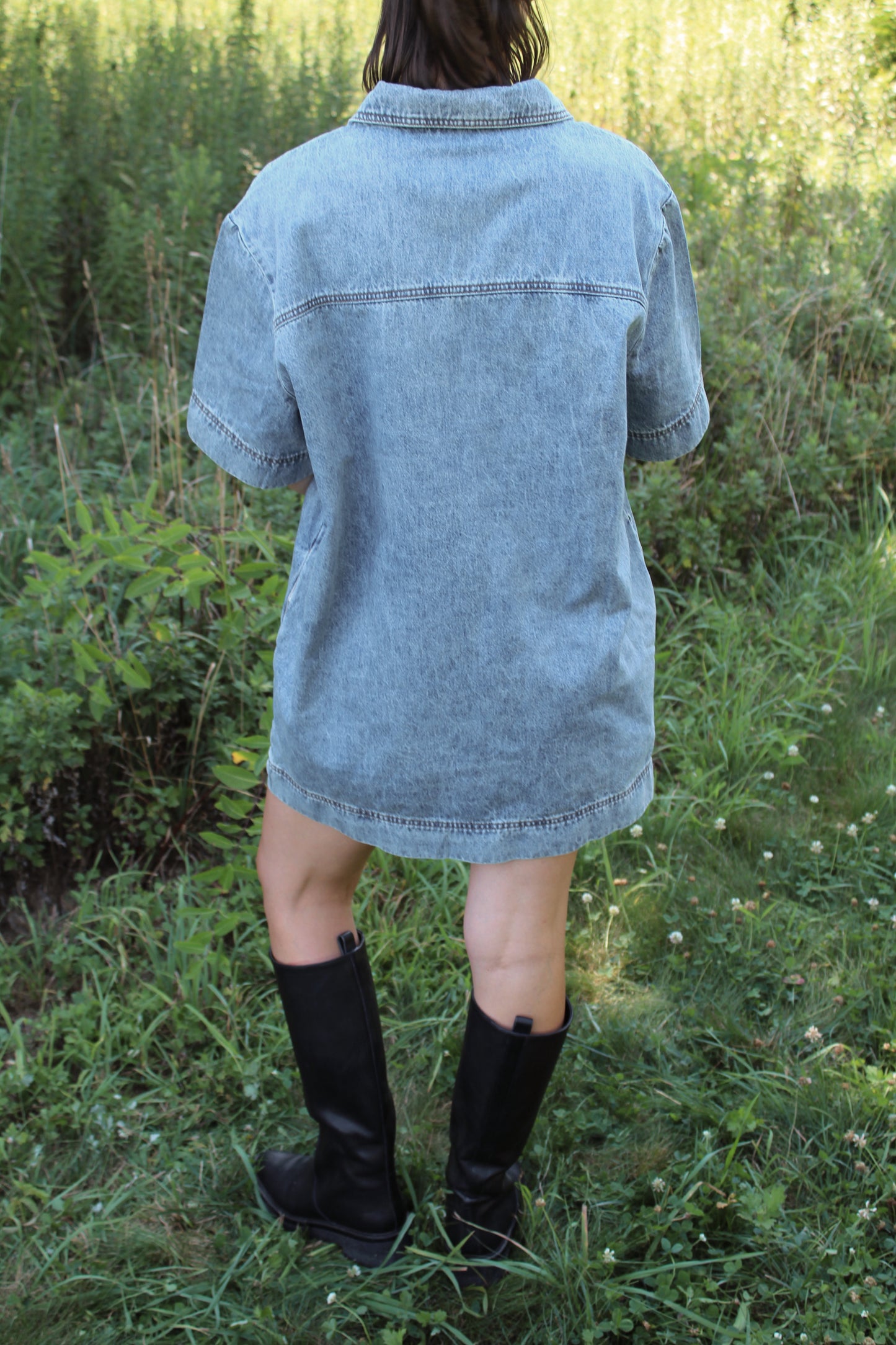 Caroline V-Neck Denim Dress