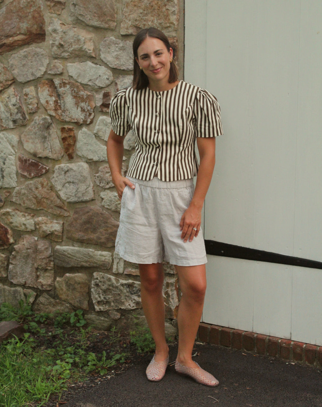 Selina Stripe Puff Sleeve Top