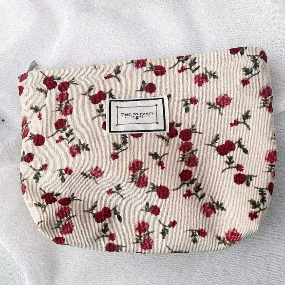 Rose Pattern Corduroy Pouch