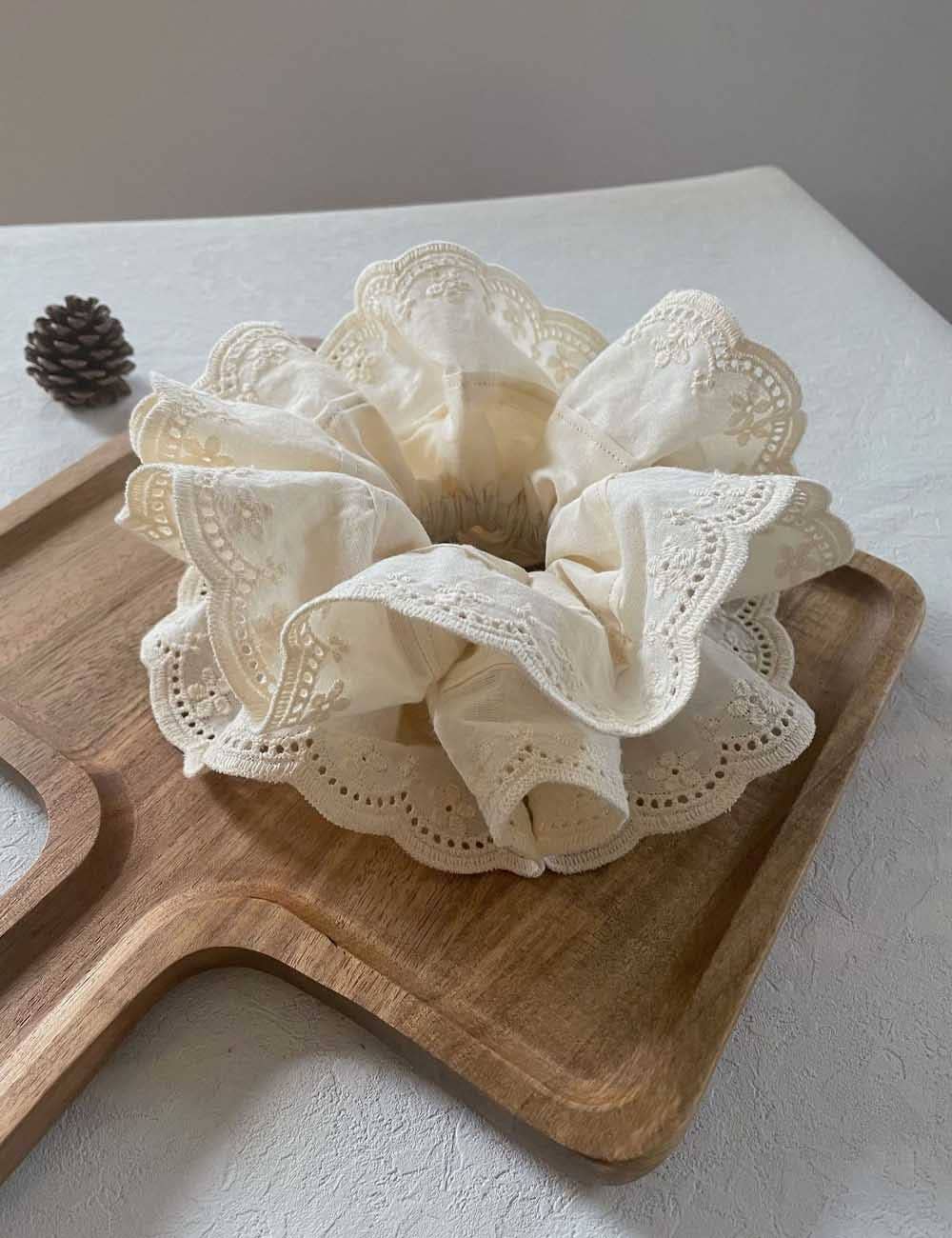 Vintage Lace Embroidery Scrunchie
