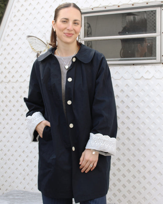 Midnight Bloom Trench Coat