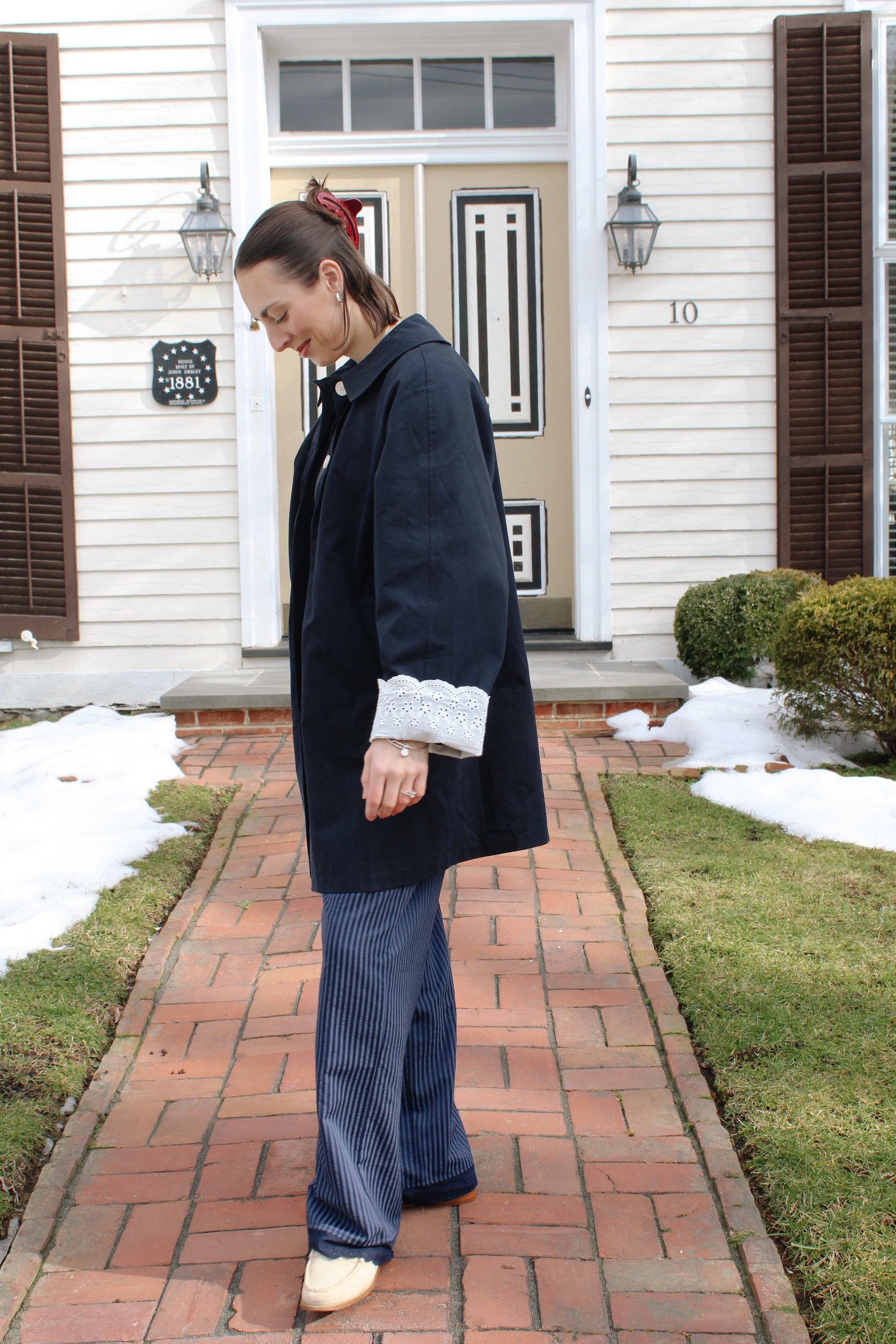 Midnight Bloom Trench Coat