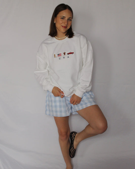 USA Embroidered Crewneck