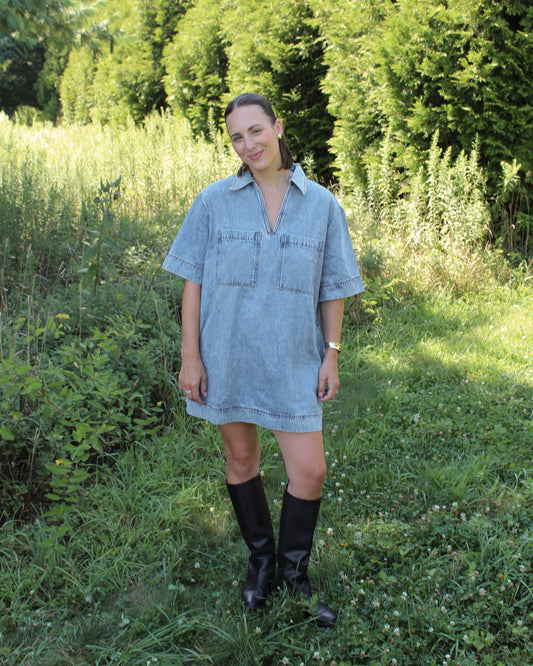 Caroline V-Neck Denim Dress