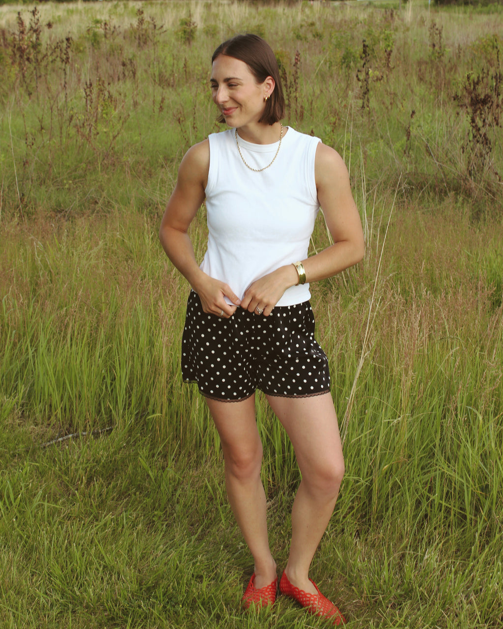 Polka Dot Satin Shorts