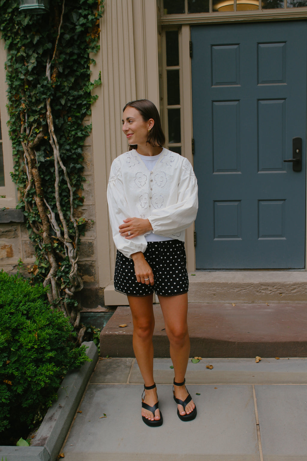 Soleil Embroidered Denim Blouse
