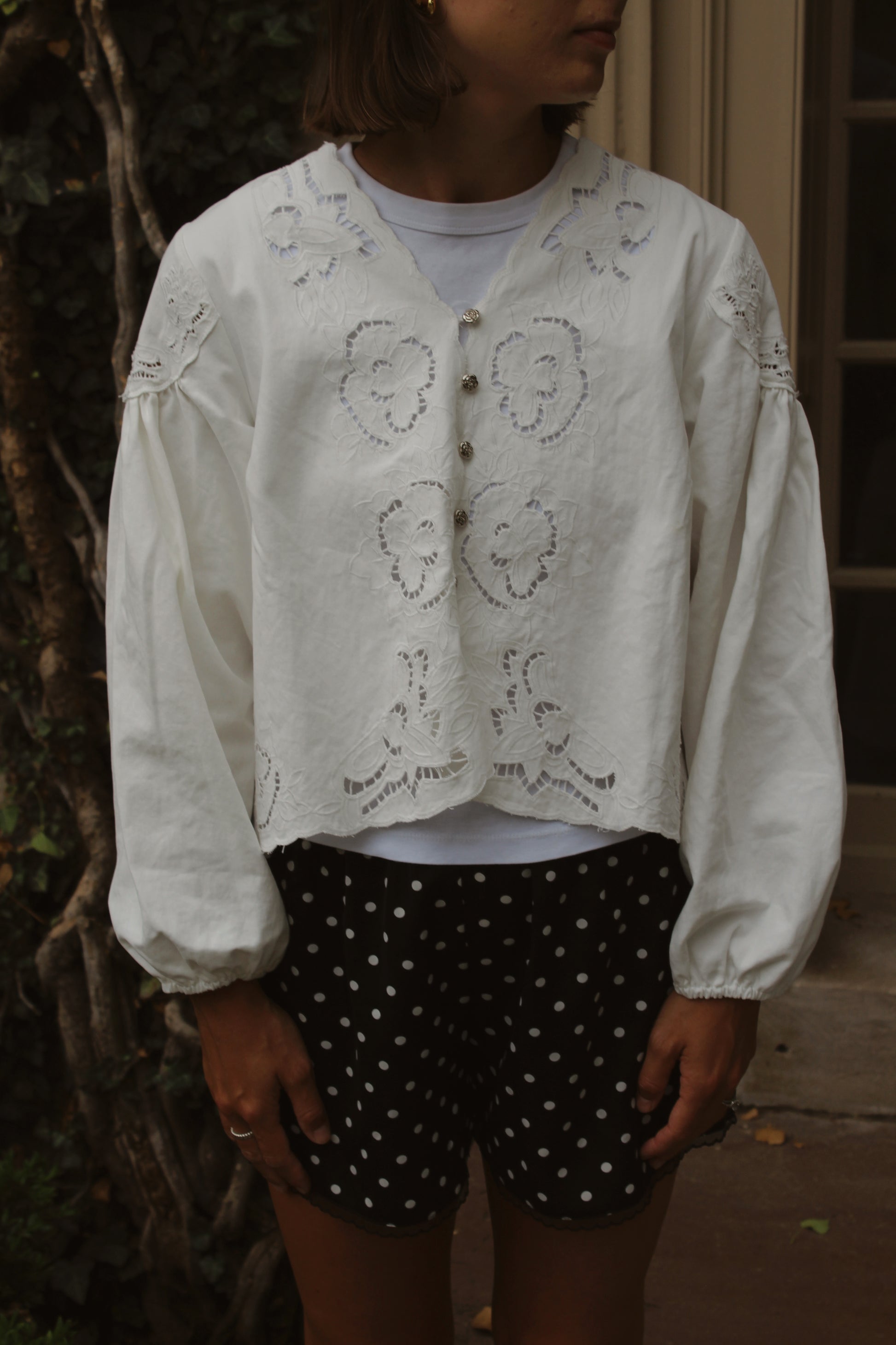 Soleil Embroidered Denim Blouse