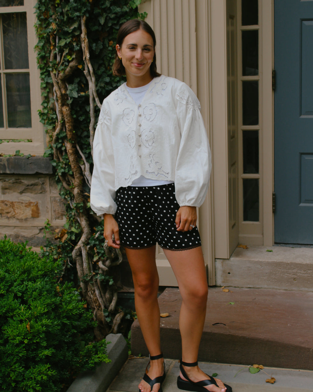 Soleil Embroidered Denim Blouse