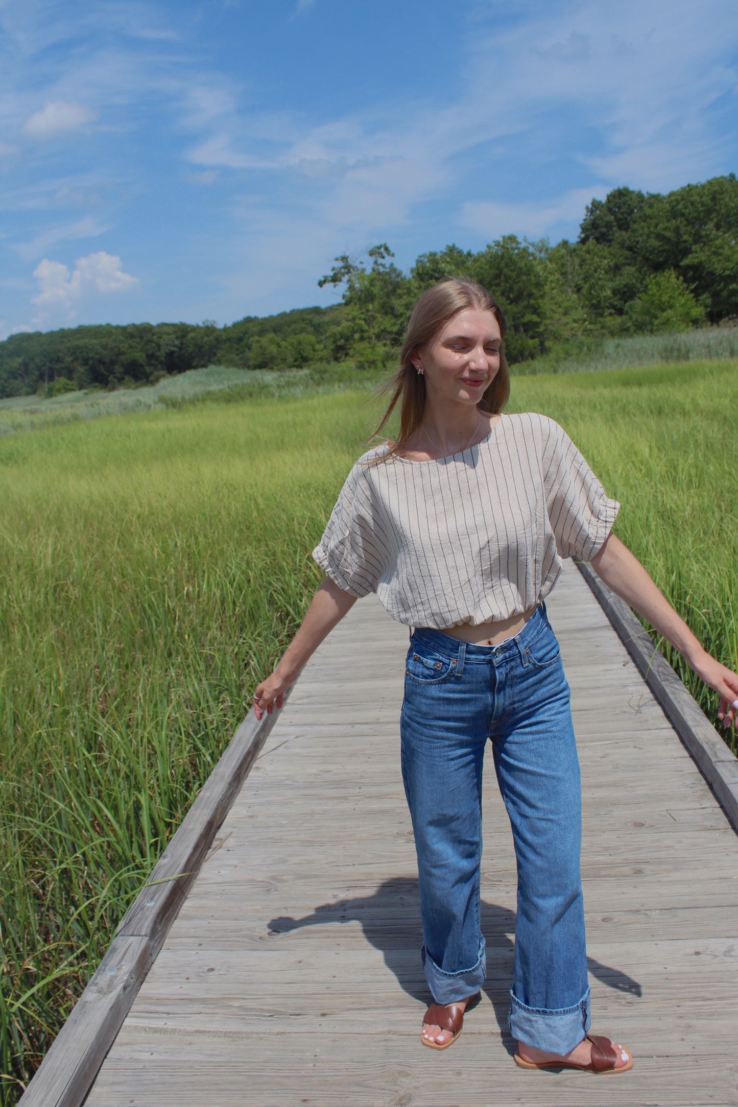 Annie Striped Crop Blouse