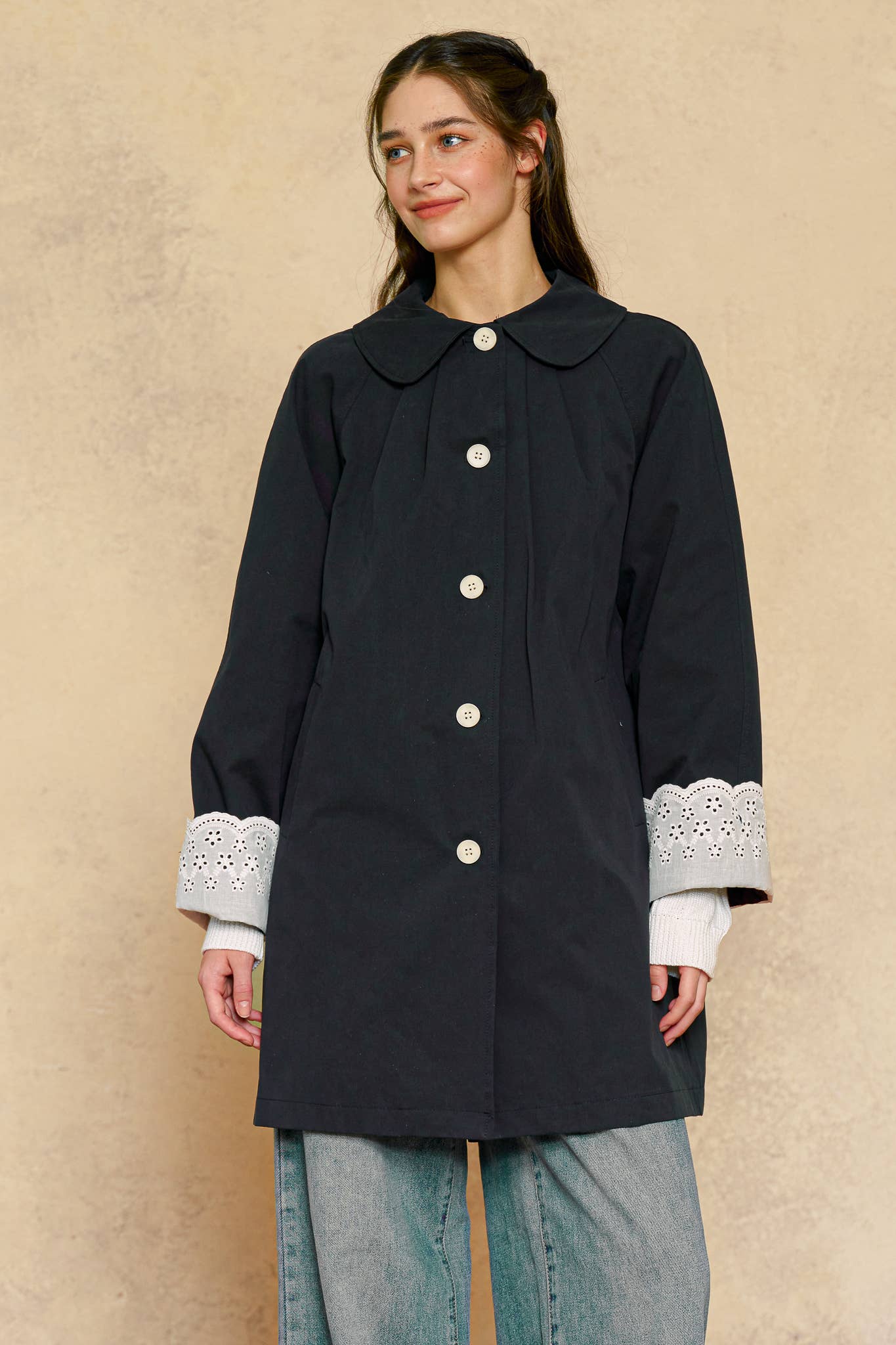 Midnight Bloom Trench Coat